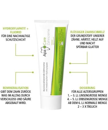 Apa Care Remineralizing Toothpaste - Liquid Enamel with Hydroxyapatite & Fluoride (12 x 75 ml) - International Shipping Available - Buy Online on GoSupps.com