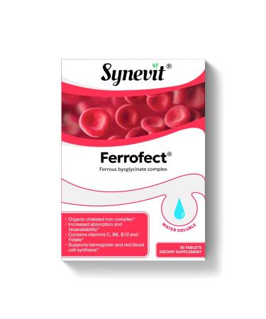 Ferrofect Iron Supplement Tablets for Men & Women Supports Red Blood Cell Production Immune & Bone Strength | 30 Tablets