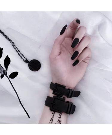 Umillars 24pcs Matte Black Coffin False Gel Nails Set - Full Cover Medium Tips for Ballerina Cosplay and Office Lady - MFN-Black - Buy Online on GoSupps.com