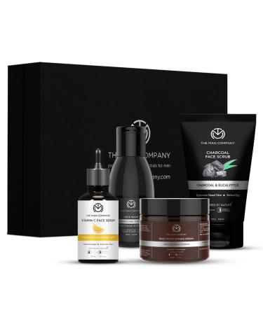 The Man Company Face in Point Facial Kit with Vitamin C Serum Charcoal Face Wash & Face Scrub daily Moisturizing Cream | Soft & Supple Skin | Gift Set for Him