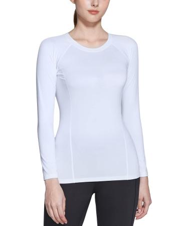 ATHLIO Women's Compression Shirt 2-Pack - Cool Dry Fit Long Sleeve for Workout & Yoga - White, Small - Buy Online on GoSupps.com