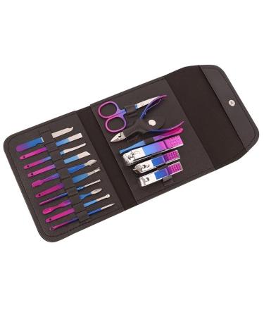 ZSLBMD Two-Tone Nail Clipper Set 16-Piece Beauty Nail Tool Set Nail Clippers Nail Clipper Set Light Grey Multi-colored