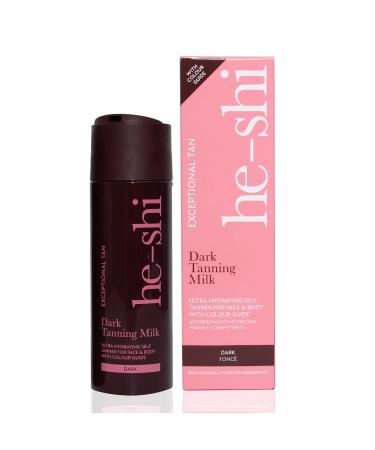 He-Shi Dark Tanning Milk 200ml - Lightweight Fake Tan Milk with Glycerine & Hyaluronic Acid for Silky Hydrated Skin Dark Bronzed Glow - 96% Natural Suitable for All Skin Types
