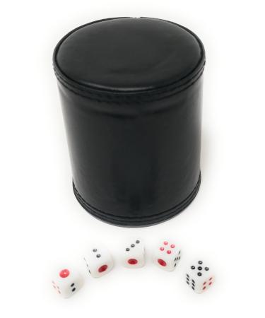 THY COLLECTIBLES Dice Cup with 5 Dices, PU Leather Professional Dice Shaker Cup Set for Yahtzee / Craps / Backgammon or Other Dice Games