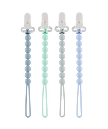 Silicone Pacifier Clip 4 Pack - Elephant Design - Baby Boy Girl Teething Relief - Rust-Free Holder - Safe & Flexible - Newborn Essentials - Buy Online on GoSupps.com