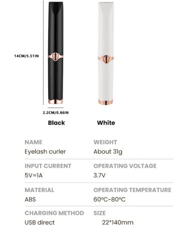 MonyPlay ABS Heated Eyelash Curlers USB Rechargeable Long Lasting for Women Girls White White 1.8x2.2x14cm - Buy Online on GoSupps.com