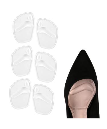 Gel Ball of Foot Cushion 3 pairs of high heels shoes shoes forefoot cushion Foot pain relief mid -foot pads reusable ball of foot cushion for women (transparent 3 pairs) transparent 3 pairs
