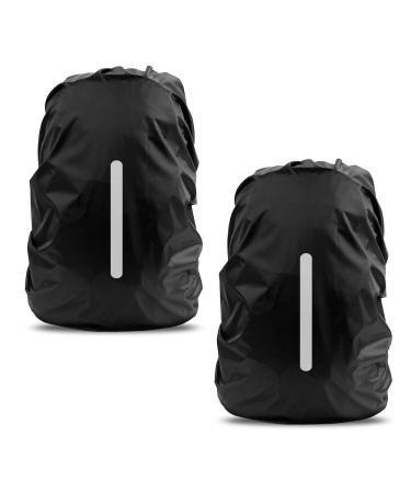 LAMA 2 Pack Waterproof Rain Cover for Backpack, Reflective Rucksack Rain Cover for Anti-dust/Anti-Theft/Bicycling/Hiking/Camping/Traveling/Outdoor Activities Black Medium
