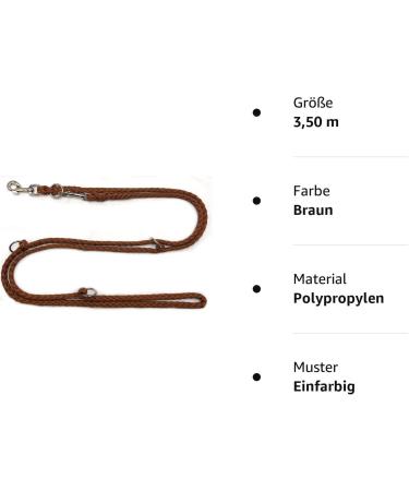 Buy Double Dog Leash - Durable Training Leash for Medium Dogs (Up to 45 kg) - 3.50 m Brown - 39 Colors Available - Buy Online on GoSupps.com