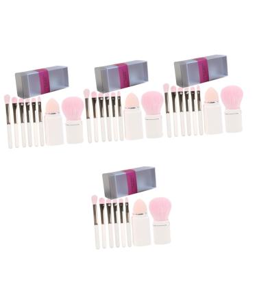 POPETPOP 4 Sets Makeup Brush Set Makeup Foundation Brush Mini Tools Cosmetic Eye Brush Facial Kit Women Eye Shadow Brush Sponges Women Makeup Supplies White Makeup Set Travel Plastic Face