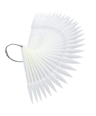 Beaupretty Stiletto Nail Pattern Sticks - 100 Fan-Shaped Nail Display Tips with Metal Ring | Perfect for Nail Practice & Color Display (White Size 1) - Buy Online on GoSupps.com