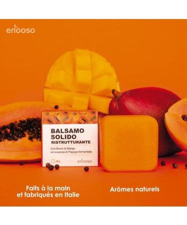 Apr s-shampooing Solide Restructurant et Fortifiant Naturel Bio pour cheveux ab m s - au beurre de Mangue et Papaye 55 g - Enooso - 100% Artisan Bio Vegan - Fabriqu en Italie - Buy Online on GoSupps.com