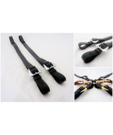 PS Horse Articles Spanish - Baroque stirrup leathers decorated - gold or silver colored - 1 pair natural with silver fittings