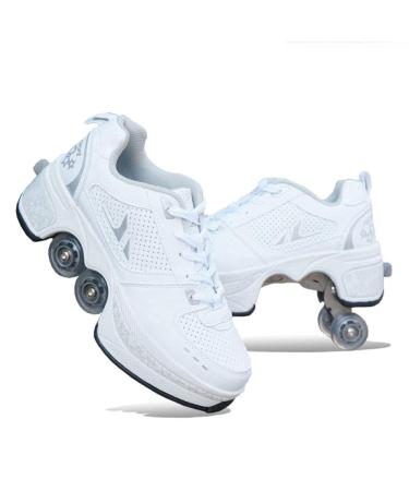 CHSSIH Roller Skates for Women,Shoes with Wheels for Girls,Kick Rollers Shoes Retractable for Boys, Adult Parkour Quad Roller Shoes,Inline Skates Children'sOutdoor Skates A 4