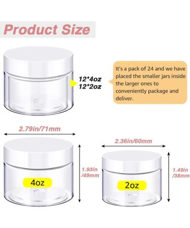 CAIKEZI 4 oz Body Butter Containers with Lids + 2oz Small Plastic Containers with Lids (Set of 24) Plastic Jars with Lids Cosmetic Jar - for Lip Scrub Cream Slime Craft Storage - Buy Online on GoSupps.com