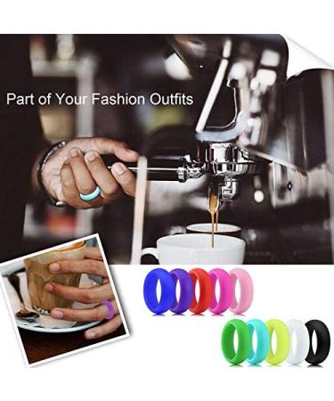 Longbeauty 10 Pack Candy Color Silicone Wedding Bands for Men Women - Black Red Blue Yellow Pink White Green Purple Colorful - Size 11 - Buy Online on GoSupps.com