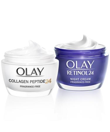 Olay Moisturiser Skin Care Sets & Kits Womens Gift Sets Retinol 24 Night Cream 50ml & Collagen Peptide 24 Face Cream 50ml Instantly Hydrates For 24H Collagen Peptide 24 Day Cream MAX + Retinol 24 Night Cream