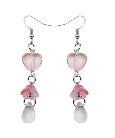 Feylie earrings fashion clear glaze dangle earrings flower heart water drops earrings long trailer earrings jewelry for women girls rose
