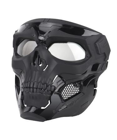 AOUTACC Airsoft Mask Skeleton Skull Mask with Goggles full face Protective Paintball Mask Adjustable Tactical Mask for Halloween Paintball Game Movie Props Party Cosplay Outdoor Activities(Black)