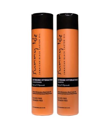 Sunny Isle Jamaican Black Castor Oil Extreme Hydrating & Detangling Shampoo & Conditioner 10.1oz Bundle | Hair Growth | Paraben & Sulfate Free | Color-safe | Detangling & Volumizing