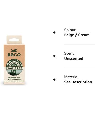 Beco Home Compostable Poop Bags | 96 Bags 8 Rolls Of 12 | Unscented | Dispenser Compatible Dog Poo Bags Beige / Cream Refill Rolls 12 count (Pack of 8) - Buy Online on GoSupps.com