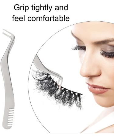 Eyelash Extension Tweezers 2-in-1 | Stainless Steel Eyelash Applicator & Comb for Makeup Artists & Beginners - Shop Internationally - Buy Online on GoSupps.com