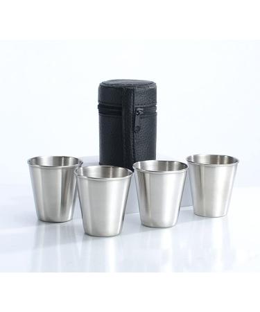 Stillwen Stainless Steel Schnapps Cups - 4 Pack 304 Metal Schnapps Glasses with Stackable Design & Leather Bag for Camping Hiking & Picnics (70ml) - Buy Online on GoSupps.com