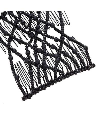 Voarge Magic Hair Clip & Comb Set - 2 Pcs Elastic Pearls for Women | DIY Hair Styling Tools (Black) - Buy Online on GoSupps.com