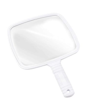 TRIXES Hand Mirror Salon Hairdresser Hand Held Mirror for Hairdressing and Beauty for Professional Barbers and Hairdressers White Wide Angle 20 x 17.5cm