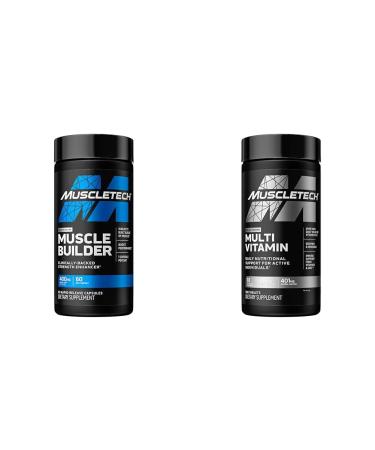 MuscleTech Muscle Building & Multivitamin Supplement Bundle - Nitric Oxide Booster and Muscle Gainer with 400mg Peak ATP 60 Pills & Platinum Multivitamin 180 ct