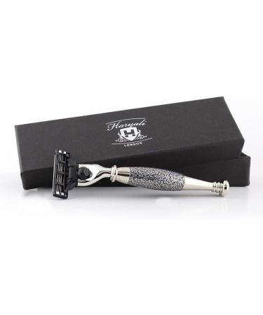 Haryali London Handmade Razor - 3 Blades Antique Silver Handle | Perfect for Beard & Mustache Care for Men & Women - International Shipping - Buy Online on GoSupps.com