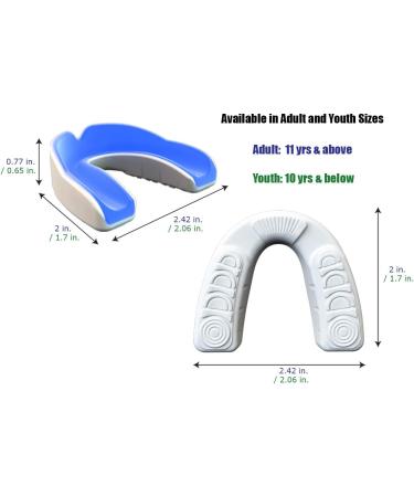 COOLLO SPORTS Boil and Bite Mouth Guard for Football, Hockey, Rugby - Trans. & White Adult (Ages 11+) | Custom Fit Sport Mouthpiece with Free Case - Buy Online on GoSupps.com