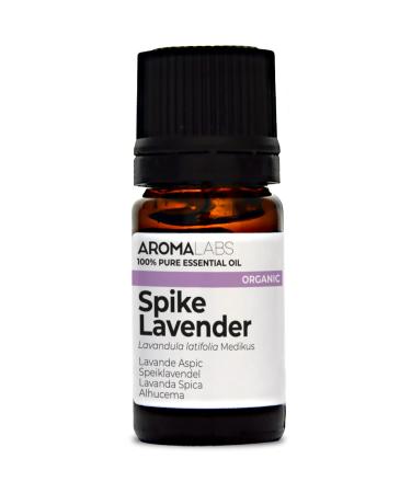 Bio - Spike Lavender Essential Oil - 5mL - 100% Pure Natural Chemotyped and AB Certified - AROMA LABS (French Brand) Spike Lavender 5 ml (Pack of 1)