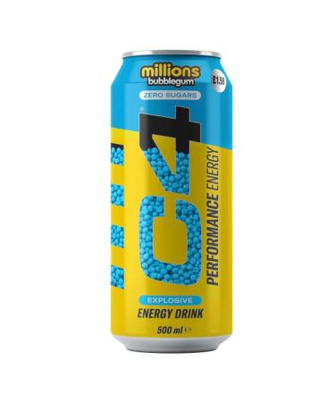 C4 Performance Millions BUBBLEGUM Zero Sugar Energy Drink 12 x 500ml Cans
