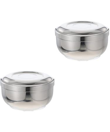 Fomiyes 2 pieces of shaving cream deep cup of puck household -soap bowl shop mixing bowls: bowl: shave with soup hairdresser men's care for cleaning manbecher salon steel foaming 11x5.5cmx2pcs silverx2st