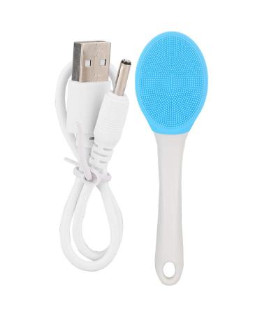 Qkiss Electric Silicone Brush Silicone Body Brush Long Handle Shower Wash Massager(Blue)