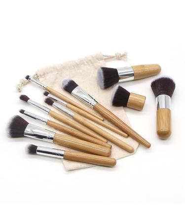 Premium Makeup Brush Set with Linen Storage Bag - Soft Hair Long Pole Foundation & Loose Powder Brushes - Buy Online on GoSupps.com