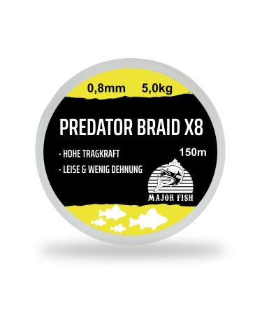 Major Fish Predator Braid 8-strand braided fishing line Lemon Yellow 150 meters 0.08 mm - 5 kg