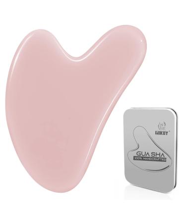 Gua Sha stones facial Jade Guasha Board Massage Tool Heart Shape Jade for face eyes neck for skin care beauty and relaxation of the body muscles (pink)
