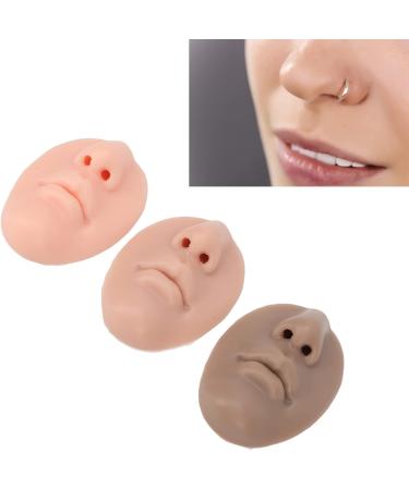 Obetuens 3-Piece 3D Silicone Nose & Mouth Model - Soft Piercing Exercise & Reusable Body Parts Display Model for Jewelry Puncture - Buy Online on GoSupps.com