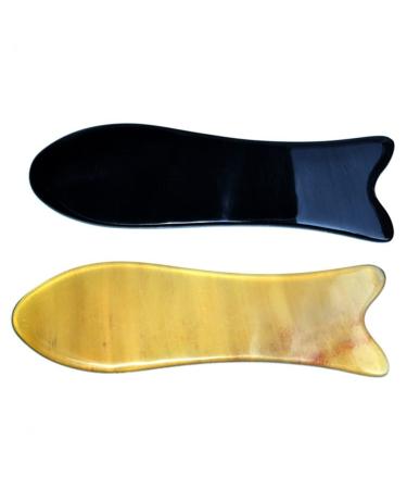 Lurrose 2st Sha Sha tablets in fish shape-roll rod Spa tools for the reflex zone massage traditional suchet tool scratching board massager fish plate skin care horns