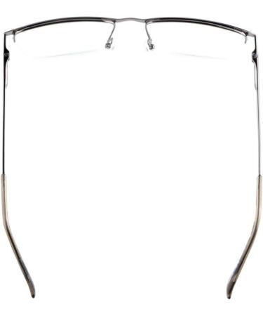Eyekepper Half Rim Metal Reading Glasses - Spring Hinge - Metallic Blue Grey +2.50 - Stylish & Durable International Shipping - Buy Online on GoSupps.com