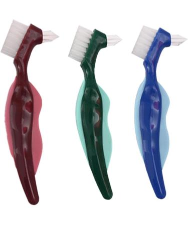 Ergonomic Double-Sided Toothbrush for False Teeth - Multi-Layered Dental Care Tool for Seniors | Blue - Buy Online on GoSupps.com