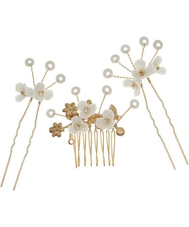 Healeved 2 Sets Bridal Hairpin Rhinestone Hair Clips Rhinestone Headpiece Flower Headpiece Bride Hair Comb Bride Hair Side Comb Hair Pin Hair Comb for Bride Women's Hair Stick Pearl Alloy - Buy Online on GoSupps.com