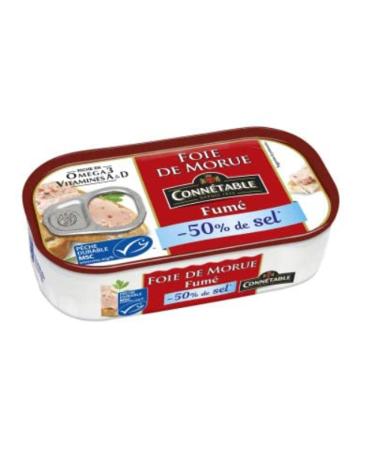 Convectable MSC cod liver smoked with beech wood -50% salt - The box of 121g