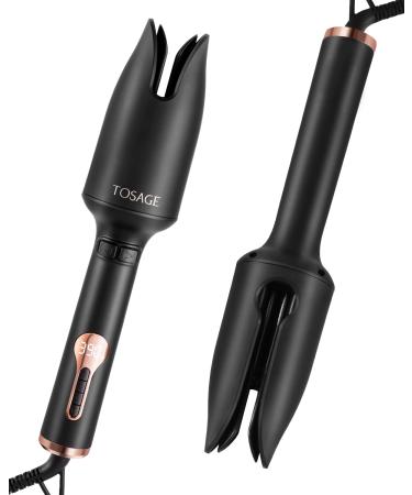 TOSAGE Auto Hair Curler, Automatic 1" Ceramic Rotating Curler Wand with Anti-Stuck Barrel, Professional Ionic Curling Iron with LCD Display & Dual Voltage for Long and Medium Hair Styling(Black)