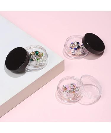 Liujzzj 10-Piece Transparent Jar Set for Cosmetics - Small Plastic Containers with Black Screw Lid & Mini Spatulas | Ideal for Lip Balm & Nail Art - Buy Online on GoSupps.com