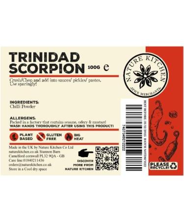 Nature Kitchen Chilli Whole Trinidad Scorpion 100G - Large Bag of Gluten-Free & Vegan Seasoning Spices for Everyday Cooking - Marinades, Sauces, Frying, Baking, Grilling - Buy Online on GoSupps.com