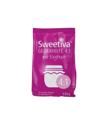 Sweetiva Gelierhilfe 4: 1 with erythritus 330g - 95% fewer calories |Replacement for gelling sugar for cooking jam & jelly |Vegan & tooth -friendly