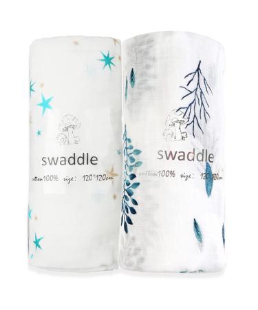 Norinori Muslin Squares Baby Swaddle Blanket - Muslin Cloths Blankets 100% Breathable Soft Cotton 47x47inch Multi Use Baby Swaddle Super Durable Reusable Newborn Essentials Blue 2 - Buy Online on GoSupps.com